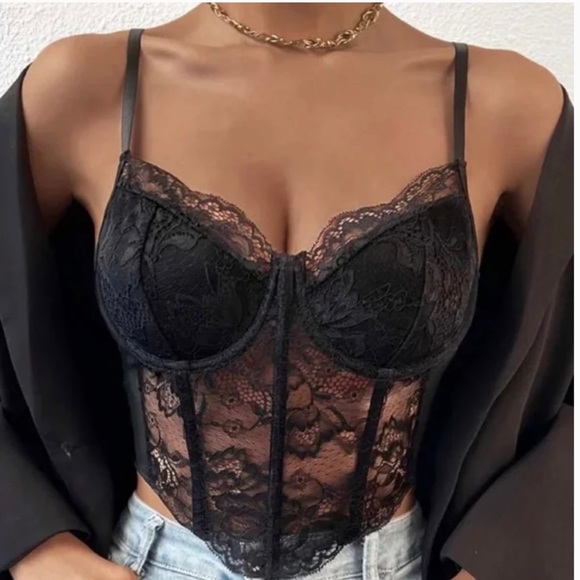 Luxe sexy floral lace bralette corset crop top - Picture 5 of 16